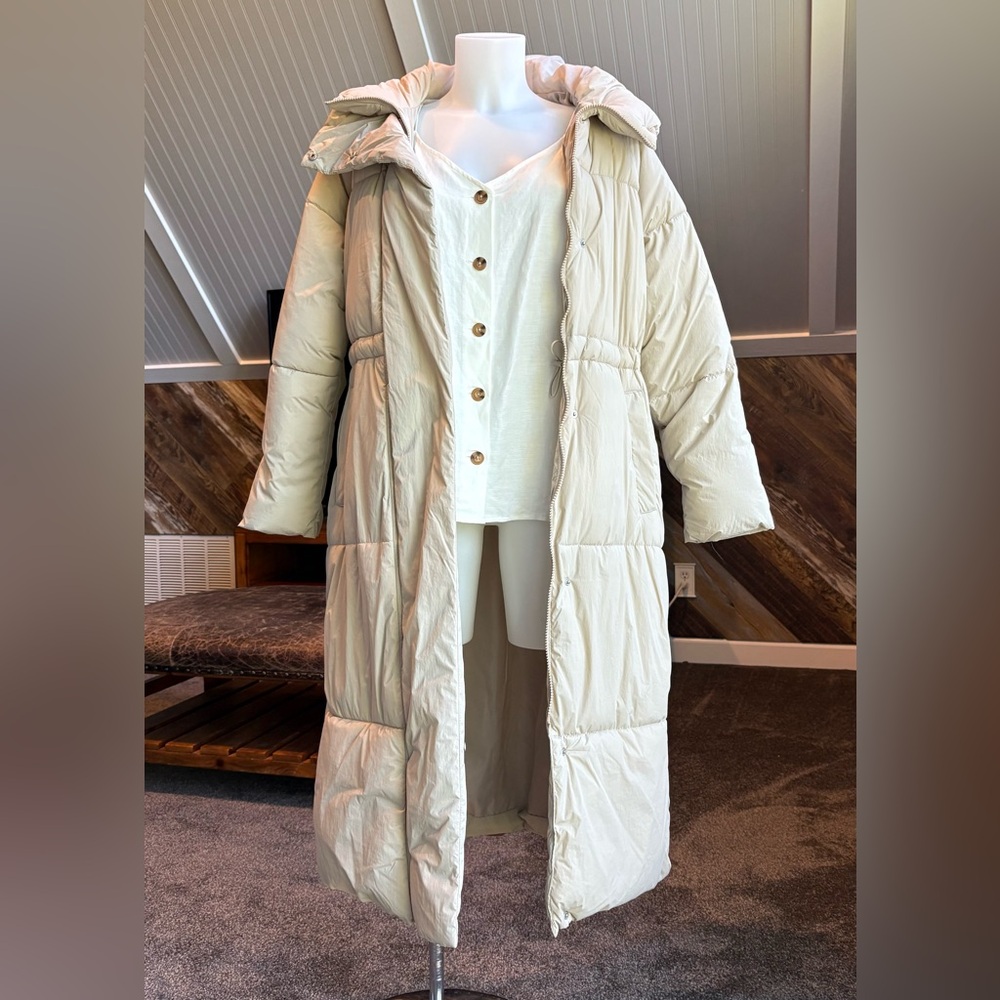 a new day Women's Light Cream Long Puffer Coat